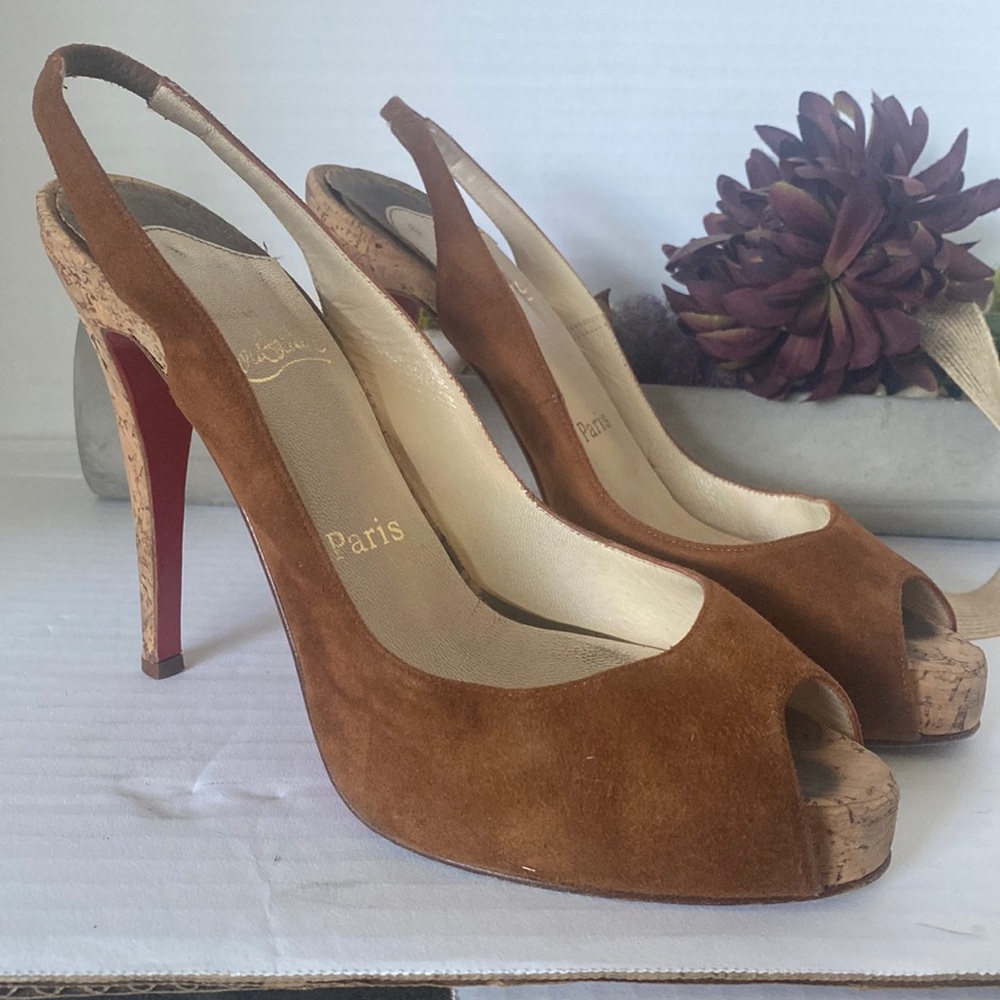 Christian Louboutin Tabasco Cork/Suede Platforms